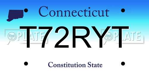T72RYT Connecticut License Plate