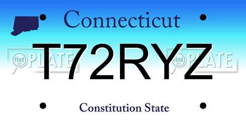T72RYZ Connecticut License Plate