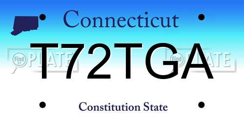 T72TGA Connecticut License Plate