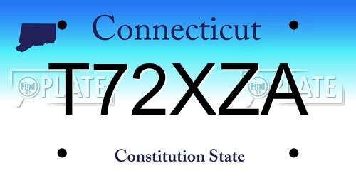 T72XZA Connecticut License Plate