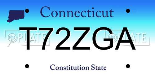 T72ZGA Connecticut License Plate