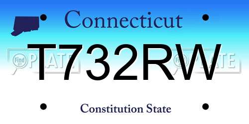 T732RW Connecticut License Plate
