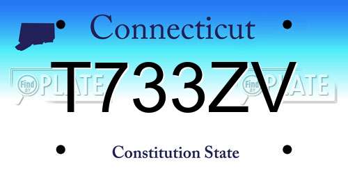 T733ZV Connecticut License Plate