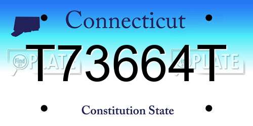T73664T Connecticut License Plate