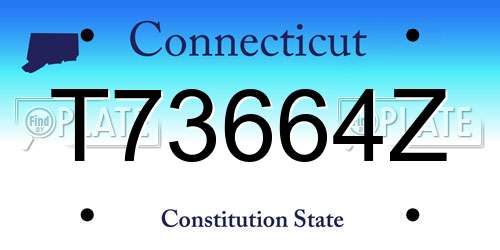 T73664Z Connecticut License Plate