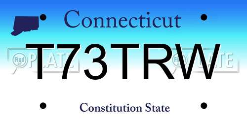 T73TRW Connecticut License Plate