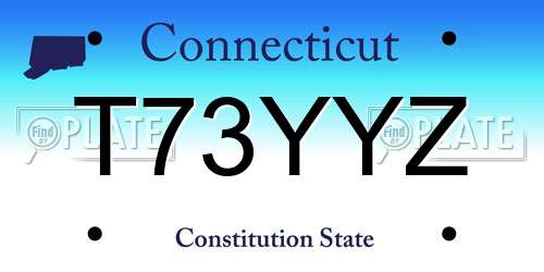 T73YYZ Connecticut License Plate