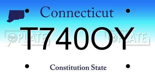 T740OY Connecticut License Plate