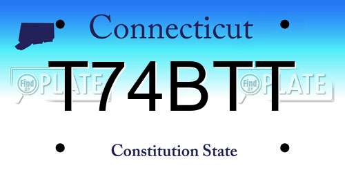T74BTT Connecticut License Plate