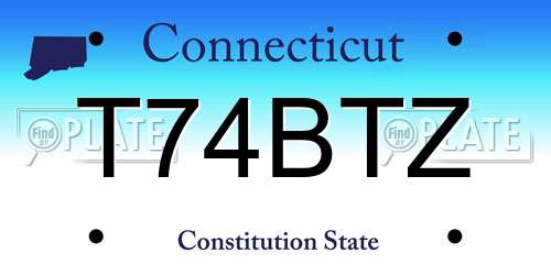 T74BTZ Connecticut License Plate