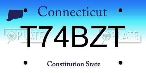 T74BZT Connecticut License Plate