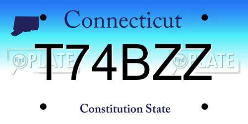 T74BZZ Connecticut License Plate