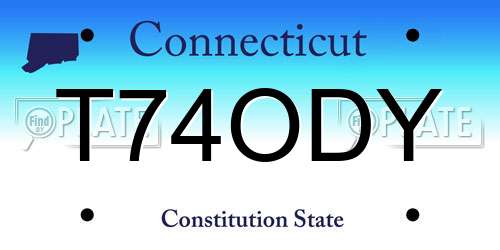 T74ODY Connecticut License Plate