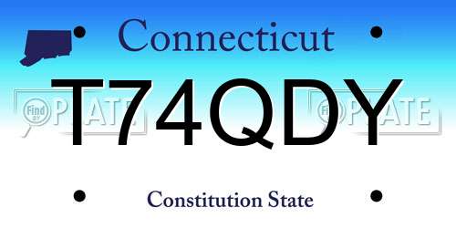 T74QDY Connecticut License Plate