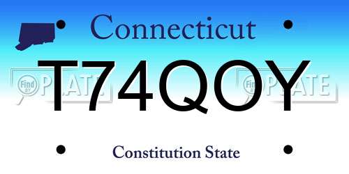 T74QOY Connecticut License Plate