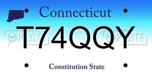 T74QQY Connecticut License Plate