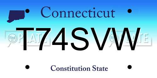 T74SVW Connecticut License Plate