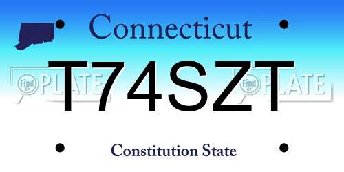 T74SZT Connecticut License Plate