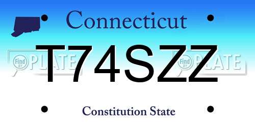 T74SZZ Connecticut License Plate