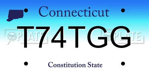 T74TGG Connecticut License Plate