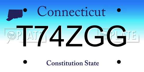 T74ZGG Connecticut License Plate