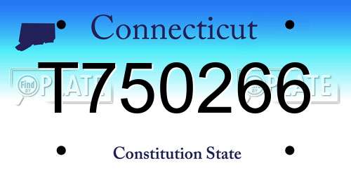 T750266 Connecticut License Plate