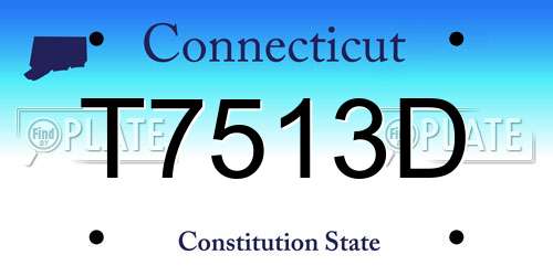 T7513D Connecticut License Plate