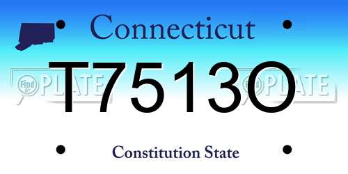 T7513O Connecticut License Plate