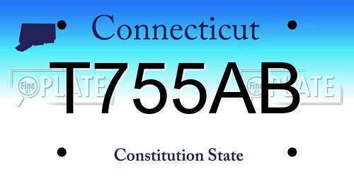 T755AB Connecticut License Plate