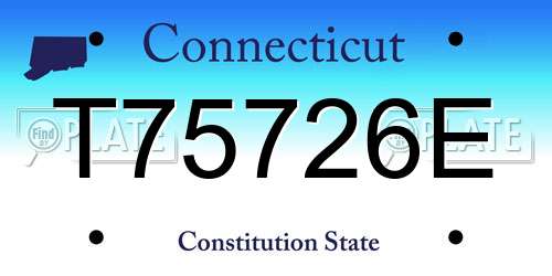 T75726E Connecticut License Plate