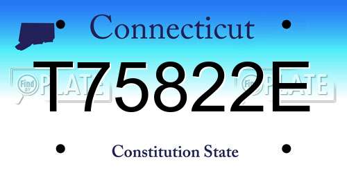T75822E Connecticut License Plate
