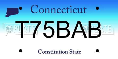 T75BAB Connecticut License Plate