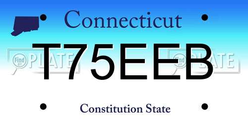 T75EEB Connecticut License Plate