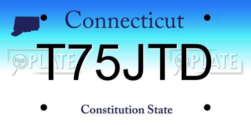 T75JTD Connecticut License Plate