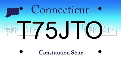 T75JTO Connecticut License Plate