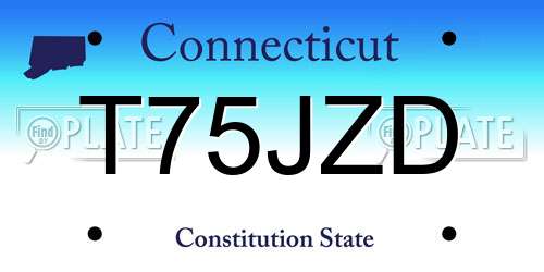 T75JZD Connecticut License Plate