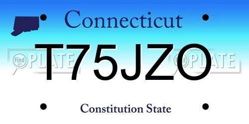 T75JZO Connecticut License Plate