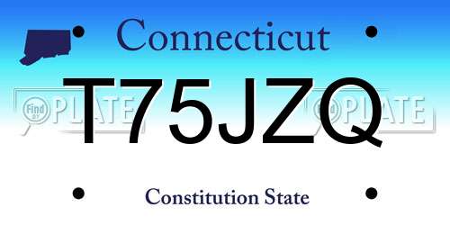 T75JZQ Connecticut License Plate