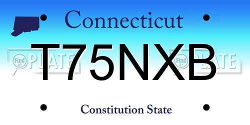 T75NXB Connecticut License Plate