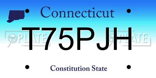 T75PJH Connecticut License Plate