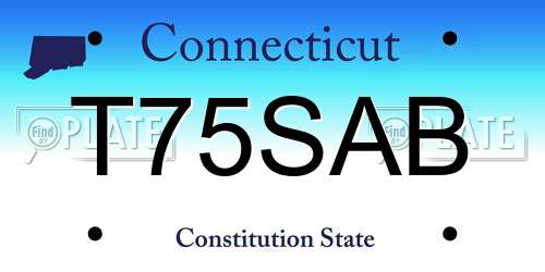 T75SAB Connecticut License Plate