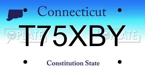 T75XBY Connecticut License Plate