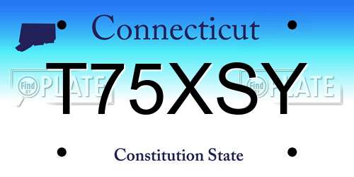 T75XSY Connecticut License Plate