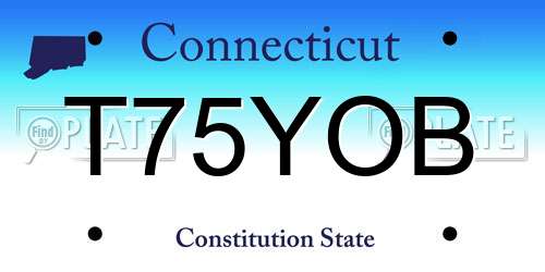 T75YOB Connecticut License Plate