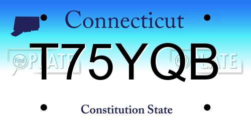 T75YQB Connecticut License Plate