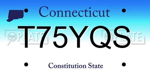 T75YQS Connecticut License Plate