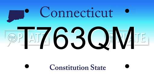 T763QM Connecticut License Plate