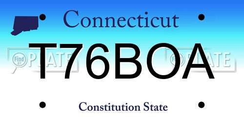 T76BOA Connecticut License Plate