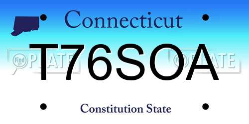 T76SOA Connecticut License Plate