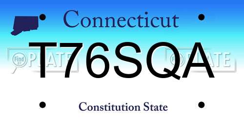 T76SQA Connecticut License Plate